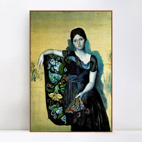 INVIN ART Framed Canvas Giclee Print Art 1917 Portrait d'Olga dans un fauteuil1 by Pablo Picasso Wall Art Living Room Home Office Decorations