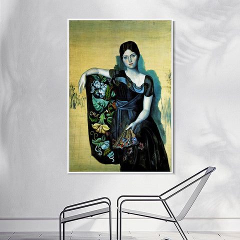 INVIN ART Framed Canvas Giclee Print Art 1917 Portrait d'Olga dans un fauteuil1 by Pablo Picasso Wall Art Living Room Home Office Decorations