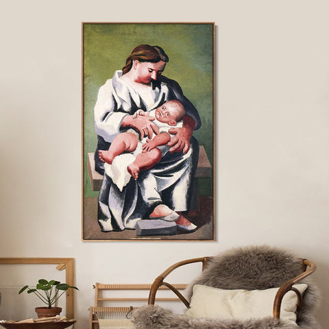 INVIN ART Framed Canvas Giclee Print Art 1921 Maternity M??re et enfant by Pablo Picasso Wall Art Living Room Home Office Decorations
