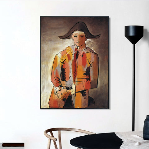 INVIN ART Framed Canvas Giclee Print Art Arlequin, Les Mains Croisee, 1923 (Jacinto Salvado) by Pablo Picasso Wall Art Living Room Home Office Decorations