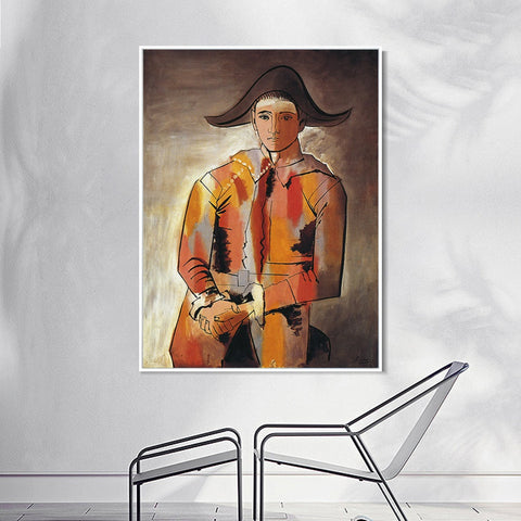 INVIN ART Framed Canvas Giclee Print Art Arlequin, Les Mains Croisee, 1923 (Jacinto Salvado) by Pablo Picasso Wall Art Living Room Home Office Decorations