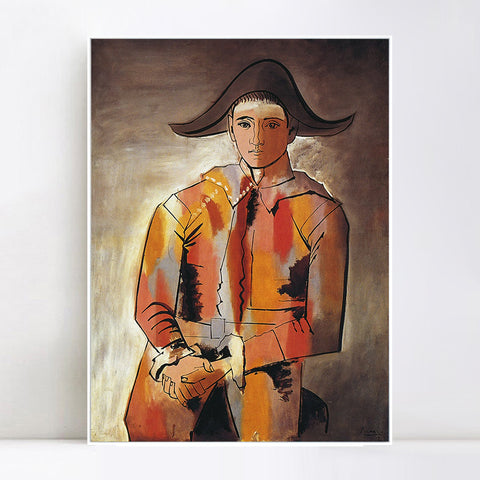 INVIN ART Framed Canvas Giclee Print Art Arlequin, Les Mains Croisee, 1923 (Jacinto Salvado) by Pablo Picasso Wall Art Living Room Home Office Decorations