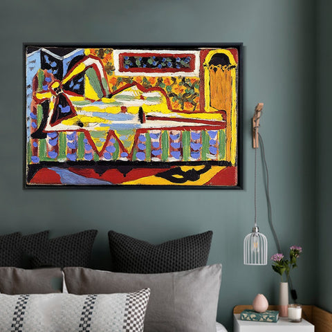 INVIN ART Framed Canvas Giclee Print Art 1929 Femme avec un canapé de femme by Pablo Picasso Wall Art Living Room Home Office Decorations