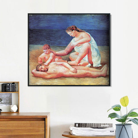INVIN ART Framed Canvas Giclee Print Art 1922 Famille au bord de la mer1 by Pablo Picasso Wall Art Living Room Home Office Decorations