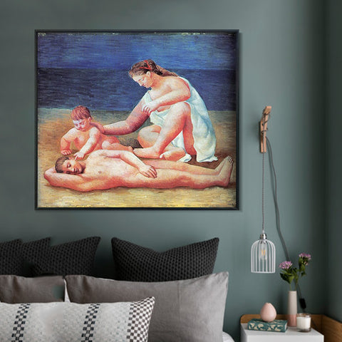 INVIN ART Framed Canvas Giclee Print Art 1922 Famille au bord de la mer1 by Pablo Picasso Wall Art Living Room Home Office Decorations