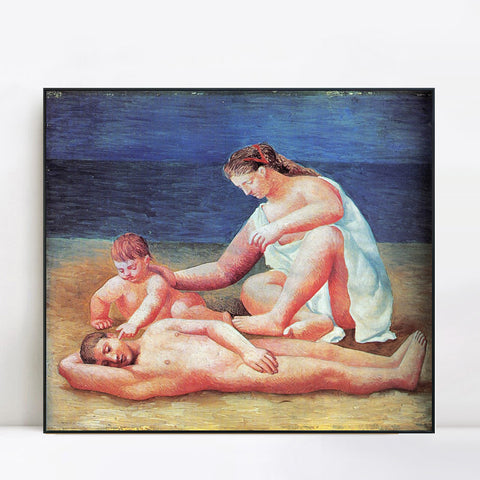 INVIN ART Framed Canvas Giclee Print Art 1922 Famille au bord de la mer1 by Pablo Picasso Wall Art Living Room Home Office Decorations