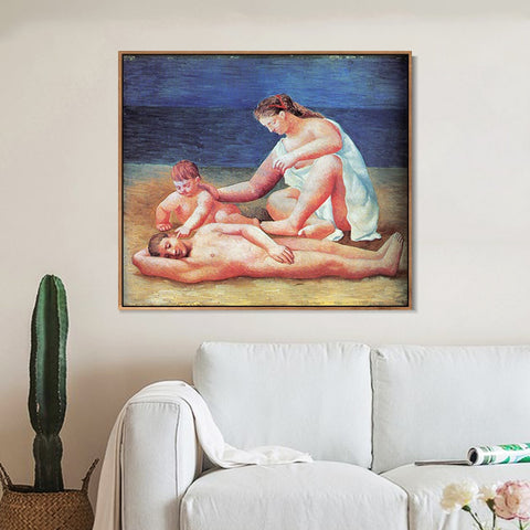 INVIN ART Framed Canvas Giclee Print Art 1922 Famille au bord de la mer1 by Pablo Picasso Wall Art Living Room Home Office Decorations