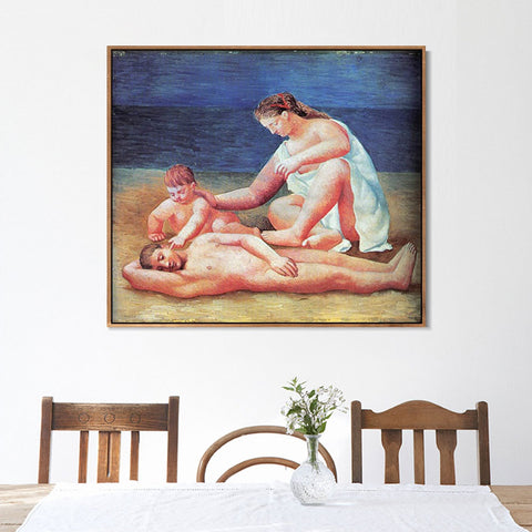 INVIN ART Framed Canvas Giclee Print Art 1922 Famille au bord de la mer1 by Pablo Picasso Wall Art Living Room Home Office Decorations