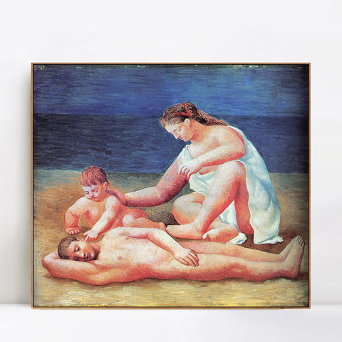 INVIN ART Framed Canvas Giclee Print Art 1922 Famille au bord de la mer1 by Pablo Picasso Wall Art Living Room Home Office Decorations