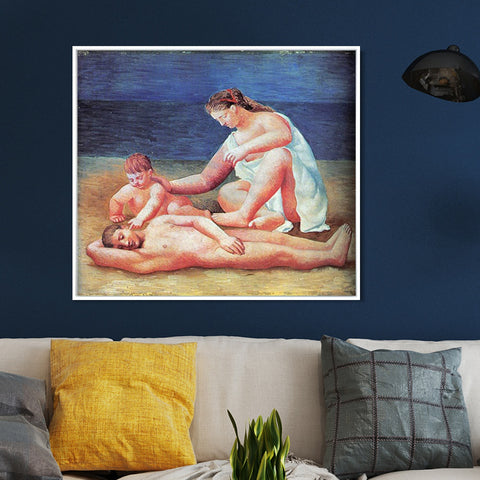 INVIN ART Framed Canvas Giclee Print Art 1922 Famille au bord de la mer1 by Pablo Picasso Wall Art Living Room Home Office Decorations