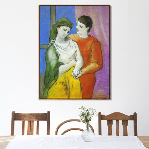 INVIN ART Framed Canvas Giclee Print Art 1923 Les amoureux by Pablo Picasso Wall Art Living Room Home Office Decorations