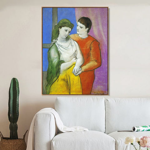 INVIN ART Framed Canvas Giclee Print Art 1923 Les amoureux by Pablo Picasso Wall Art Living Room Home Office Decorations