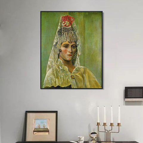 INVIN ART Framed Canvas Giclee Print Art 1917-Olga-Kokhlova-_la-mantille by Pablo Picasso Wall Art Living Room Home Office Decorations
