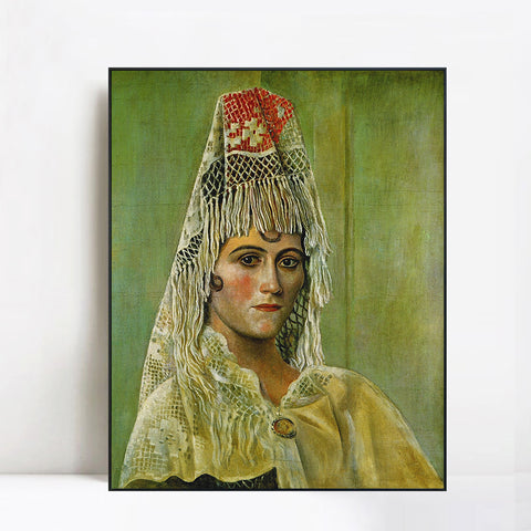 INVIN ART Framed Canvas Giclee Print Art 1917-Olga-Kokhlova-_la-mantille by Pablo Picasso Wall Art Living Room Home Office Decorations