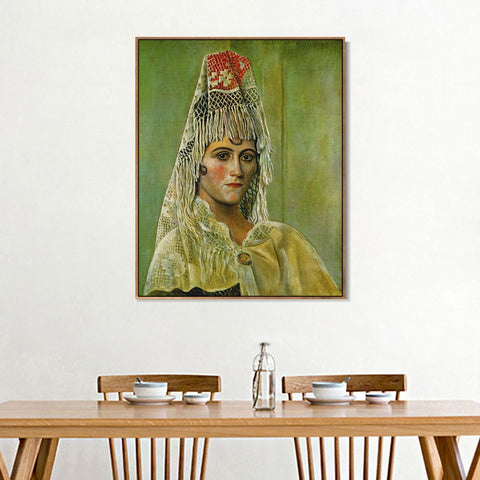 INVIN ART Framed Canvas Giclee Print Art 1917-Olga-Kokhlova-_la-mantille by Pablo Picasso Wall Art Living Room Home Office Decorations