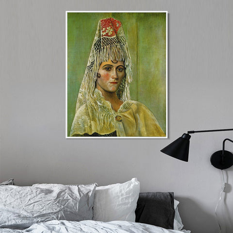 INVIN ART Framed Canvas Giclee Print Art 1917-Olga-Kokhlova-_la-mantille by Pablo Picasso Wall Art Living Room Home Office Decorations