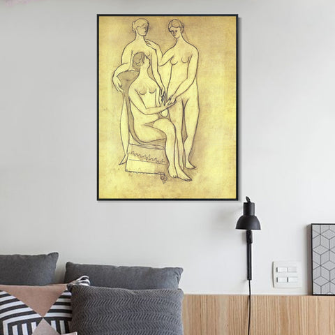 INVIN ART Framed Canvas Giclee Print Art 1920-Trois-femmes by Pablo Picasso Wall Art Living Room Home Office Decorations
