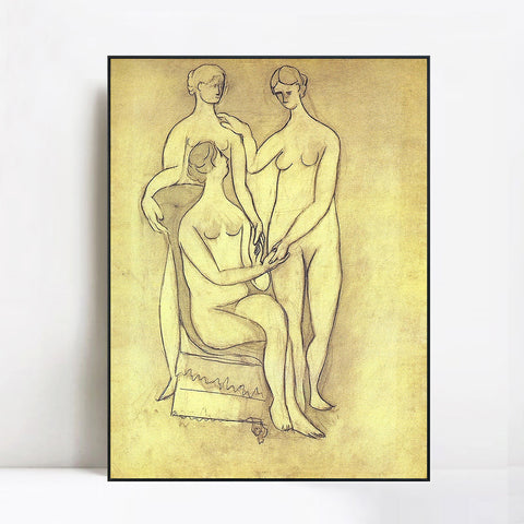 INVIN ART Framed Canvas Giclee Print Art 1920-Trois-femmes by Pablo Picasso Wall Art Living Room Home Office Decorations