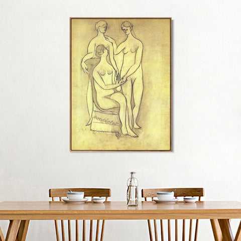 INVIN ART Framed Canvas Giclee Print Art 1920-Trois-femmes by Pablo Picasso Wall Art Living Room Home Office Decorations