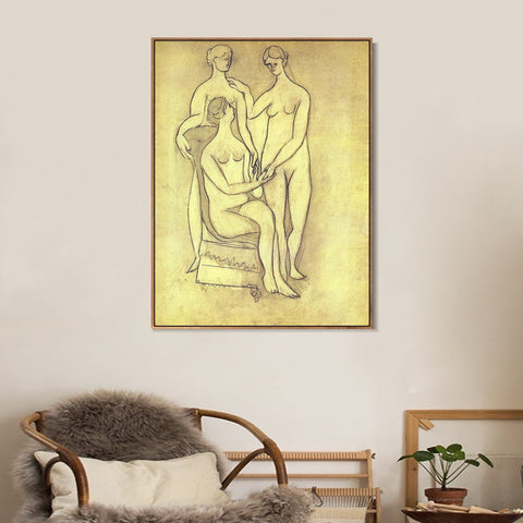 INVIN ART Framed Canvas Giclee Print Art 1920-Trois-femmes by Pablo Picasso Wall Art Living Room Home Office Decorations