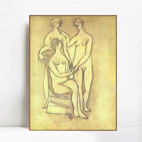 INVIN ART Framed Canvas Giclee Print Art 1920-Trois-femmes by Pablo Picasso Wall Art Living Room Home Office Decorations