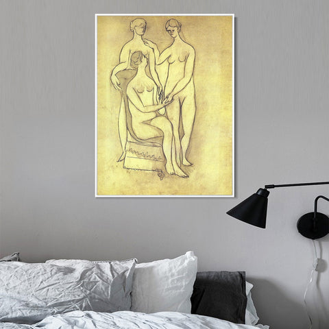 INVIN ART Framed Canvas Giclee Print Art 1920-Trois-femmes by Pablo Picasso Wall Art Living Room Home Office Decorations