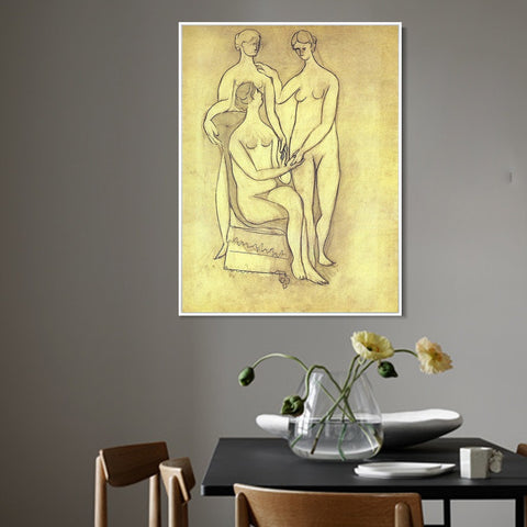 INVIN ART Framed Canvas Giclee Print Art 1920-Trois-femmes by Pablo Picasso Wall Art Living Room Home Office Decorations