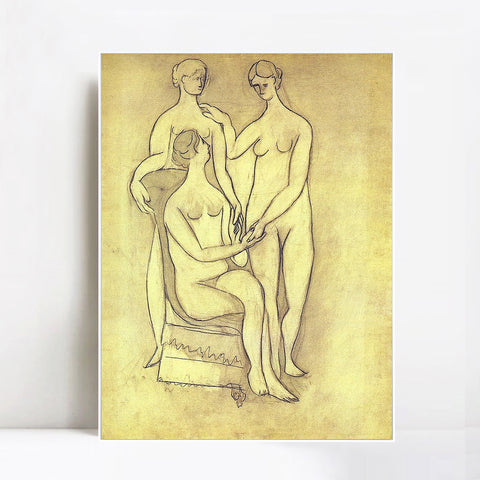 INVIN ART Framed Canvas Giclee Print Art 1920-Trois-femmes by Pablo Picasso Wall Art Living Room Home Office Decorations