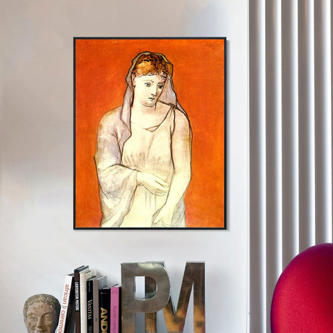 INVIN ART Framed Canvas Giclee Print Art 1923 La femme au voile bleu by Pablo Picasso Wall Art Living Room Home Office Decorations