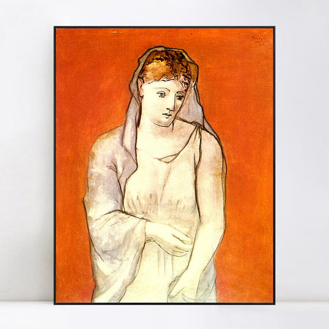 INVIN ART Framed Canvas Giclee Print Art 1923 La femme au voile bleu by Pablo Picasso Wall Art Living Room Home Office Decorations