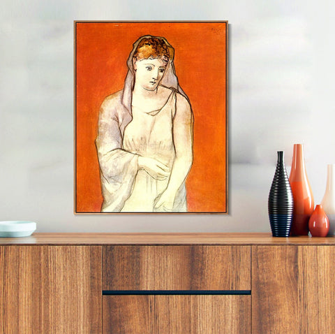 INVIN ART Framed Canvas Giclee Print Art 1923 La femme au voile bleu by Pablo Picasso Wall Art Living Room Home Office Decorations