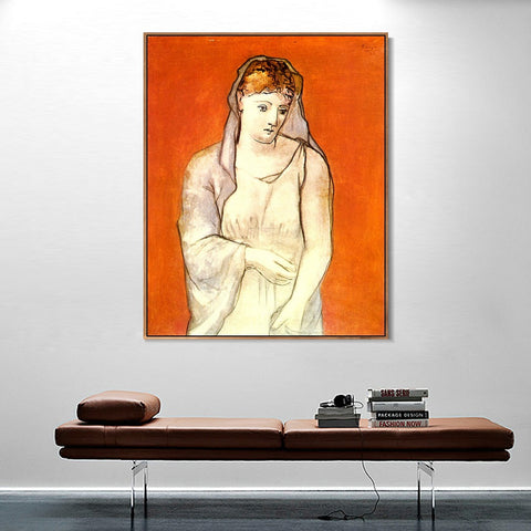 INVIN ART Framed Canvas Giclee Print Art 1923 La femme au voile bleu by Pablo Picasso Wall Art Living Room Home Office Decorations