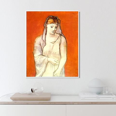 INVIN ART Framed Canvas Giclee Print Art 1923 La femme au voile bleu by Pablo Picasso Wall Art Living Room Home Office Decorations