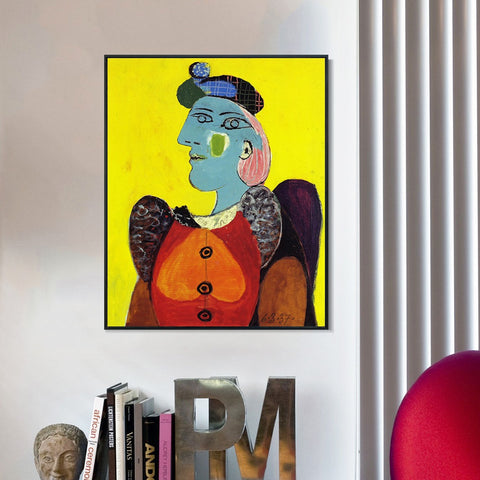 INVIN ART Framed Canvas Giclee Print Art 1937 Femme en robe rouge by Pablo Picasso Wall Art Living Room Home Office Decorations