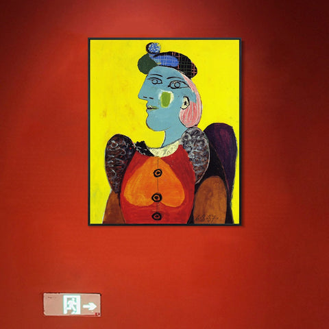 INVIN ART Framed Canvas Giclee Print Art 1937 Femme en robe rouge by Pablo Picasso Wall Art Living Room Home Office Decorations