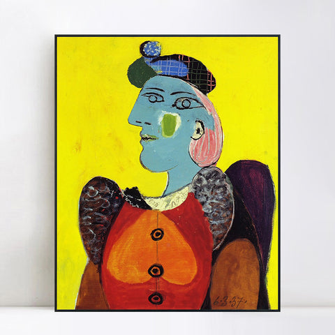 INVIN ART Framed Canvas Giclee Print Art 1937 Femme en robe rouge by Pablo Picasso Wall Art Living Room Home Office Decorations