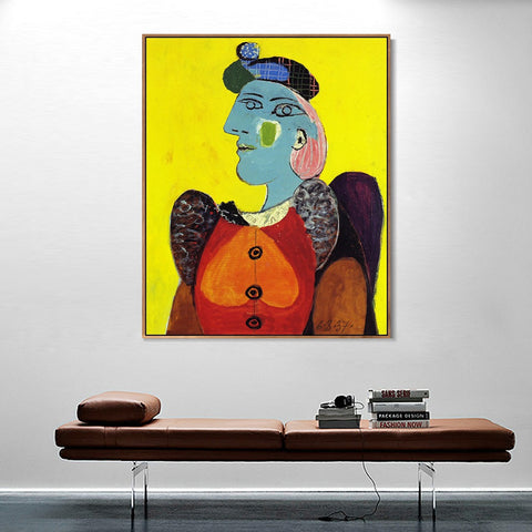 INVIN ART Framed Canvas Giclee Print Art 1937 Femme en robe rouge by Pablo Picasso Wall Art Living Room Home Office Decorations