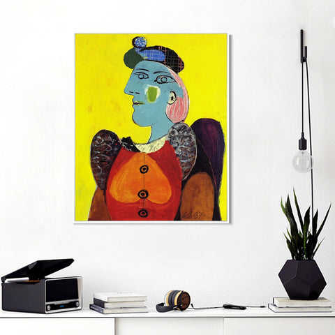 INVIN ART Framed Canvas Giclee Print Art 1937 Femme en robe rouge by Pablo Picasso Wall Art Living Room Home Office Decorations