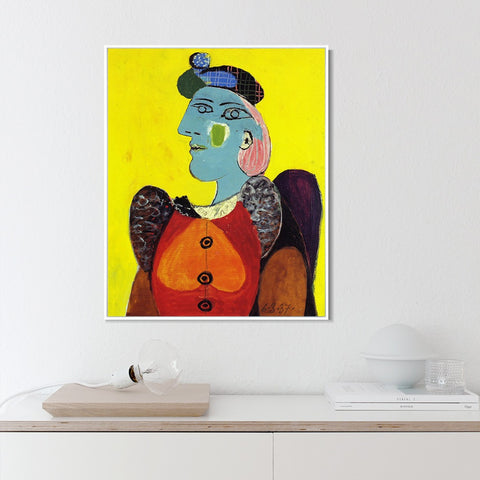 INVIN ART Framed Canvas Giclee Print Art 1937 Femme en robe rouge by Pablo Picasso Wall Art Living Room Home Office Decorations