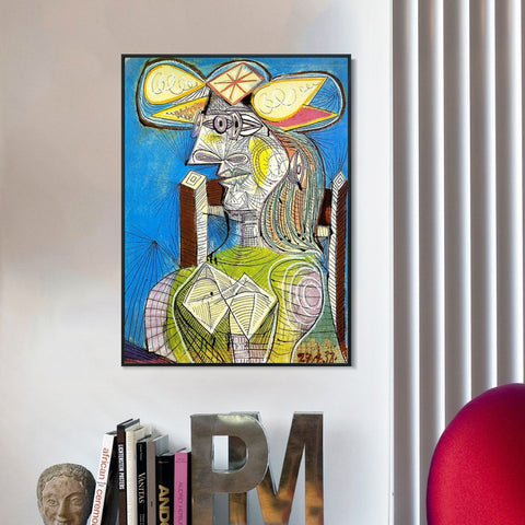 INVIN ART Framed Canvas Giclee Print Art 1938 Buste de Femme assise (Dora) by Pablo Picasso Wall Art Living Room Home Office Decorations