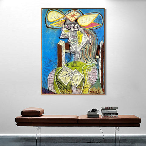 INVIN ART Framed Canvas Giclee Print Art 1938 Buste de Femme assise (Dora) by Pablo Picasso Wall Art Living Room Home Office Decorations