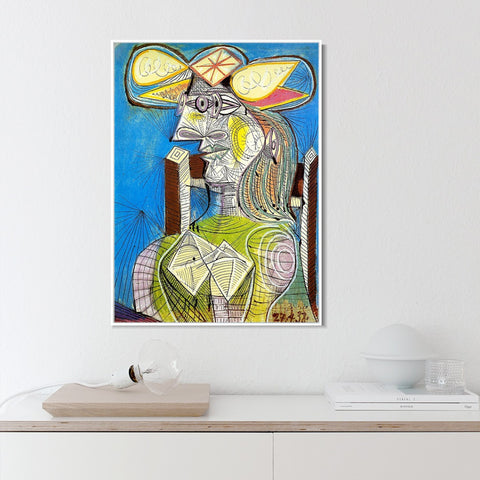 INVIN ART Framed Canvas Giclee Print Art 1938 Buste de Femme assise (Dora) by Pablo Picasso Wall Art Living Room Home Office Decorations