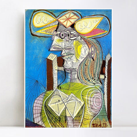 INVIN ART Framed Canvas Giclee Print Art 1938 Buste de Femme assise (Dora) by Pablo Picasso Wall Art Living Room Home Office Decorations