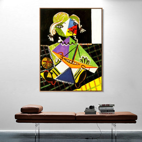 INVIN ART Framed Canvas Giclee Print Art 1938 Maya au bateau 2 by Pablo Picasso Wall Art Living Room Home Office Decorations