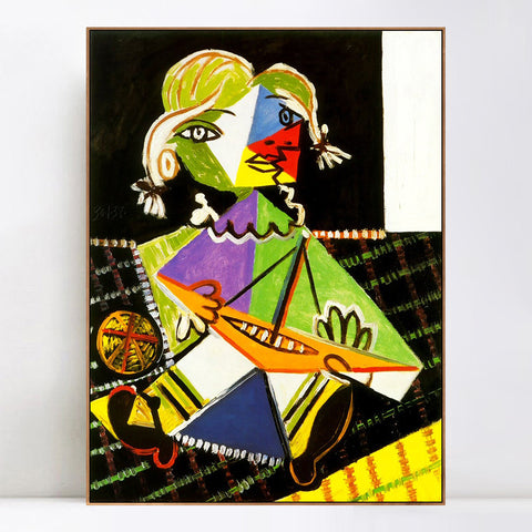INVIN ART Framed Canvas Giclee Print Art 1938 Maya au bateau 2 by Pablo Picasso Wall Art Living Room Home Office Decorations