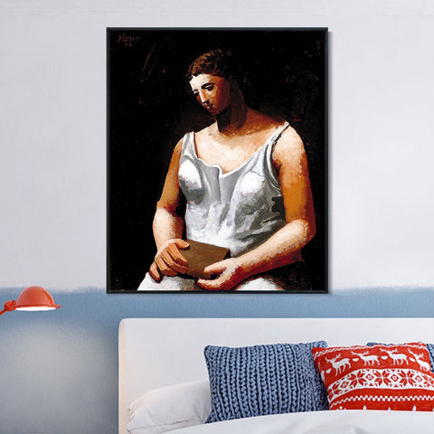 INVIN ART Framed Canvas Giclee Print Art 1922 Femme en blanc by Pablo Picasso Wall Art Living Room Home Office Decorations