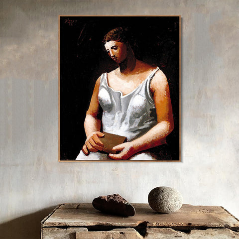 INVIN ART Framed Canvas Giclee Print Art 1922 Femme en blanc by Pablo Picasso Wall Art Living Room Home Office Decorations