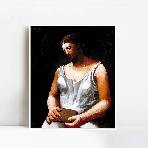 INVIN ART Framed Canvas Giclee Print Art 1922 Femme en blanc by Pablo Picasso Wall Art Living Room Home Office Decorations