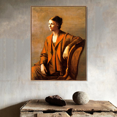 INVIN ART Framed Canvas Giclee Print Art 1923 Olga Picasso by Pablo Picasso Wall Art Living Room Home Office Decorations