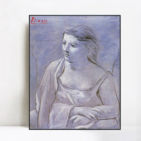 INVIN ART Framed Canvas Giclee Print Art 1922 Femme assise dans un fauteuil by Pablo Picasso Wall Art Living Room Home Office Decorations